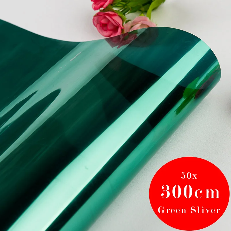 40/50/60*300 см, светоотражающие пленка для окна для защиты от УФ-лучей наклейка самоклеющееся зеркало пленка стекло теплопередача виниловое стекло наклейка s - Цвет: Green Sliver W50cm