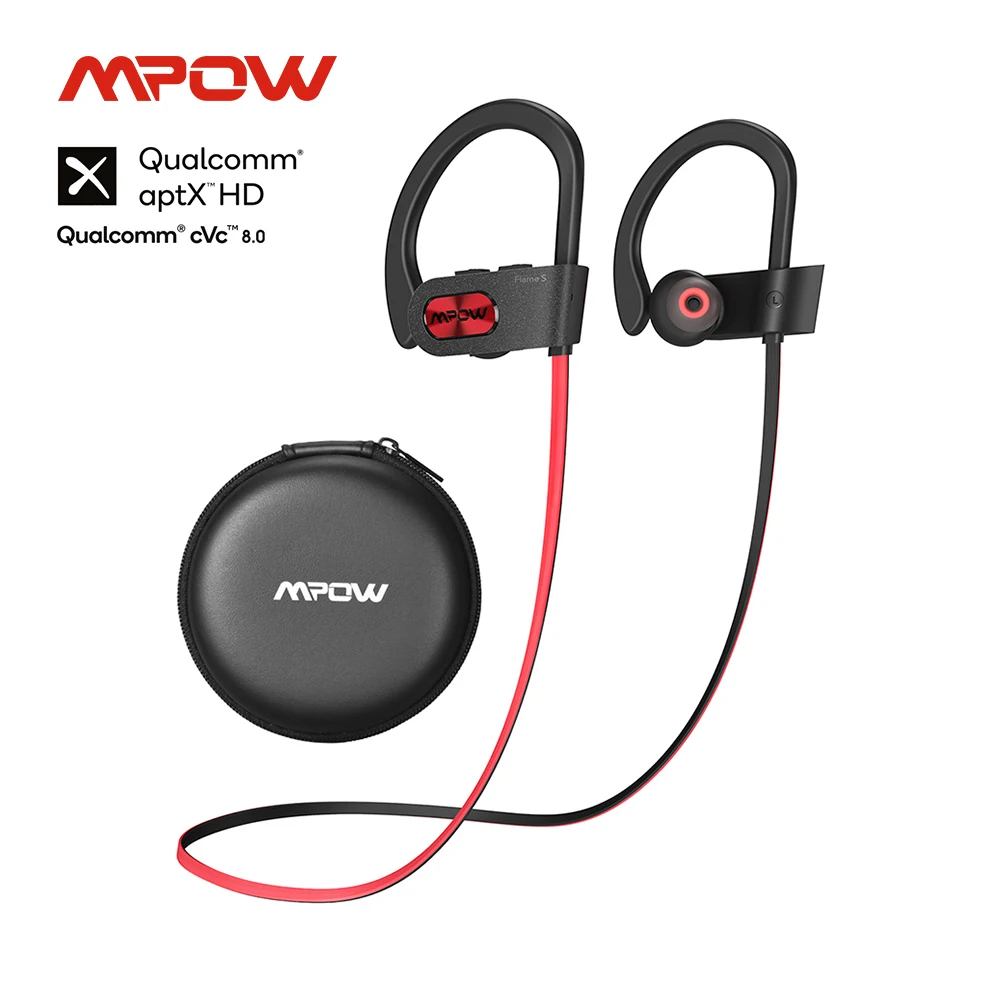 Mpow Flame S Bluetooth 5.0 Wireless Sports Earphones CVC 8.0 Noise Cancelling Aptx-HD Sound iPX7 Sweatproof 12h Playtime for Gym