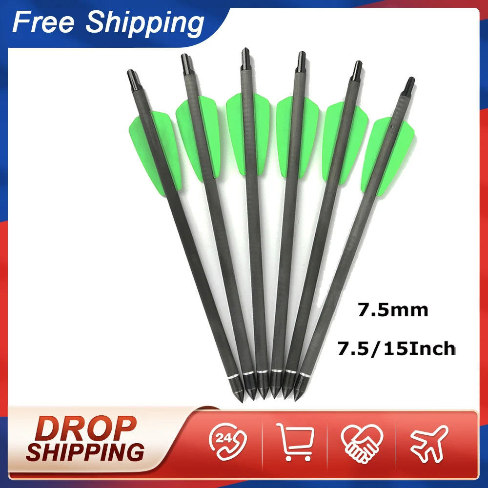 7.5Mm Carbonio Puro 7.5/15 Pollici Balestra Freccia Piuma Di Plastica Modello Di Balestra Applicabile Per La Caccia Al Tiro Con Balestra