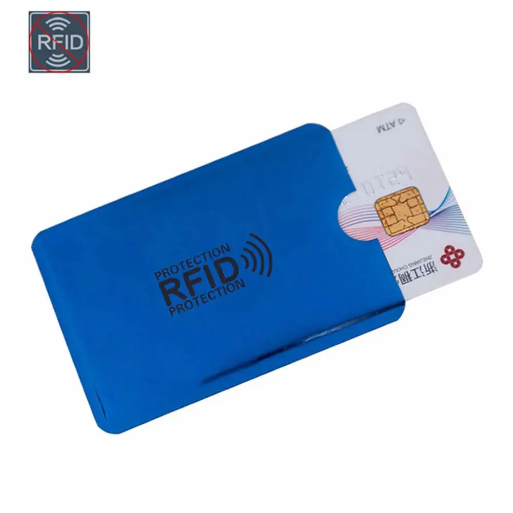 Анти Rfid NFC кошелек Блокировка ридер замок держатель для карт Id банк чехол для карт Защита металлический кредитный держатель для карт Алюминий 9*6,3 см - Цвет: 1 Pc Blue