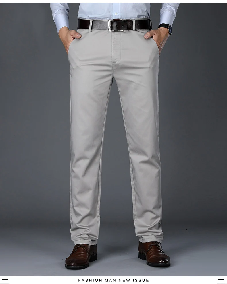 4 Color Men's Business Casual Pants Modal Fabric Straight High Quality Trousers Male Brand Navy Light Grey Khaki Black