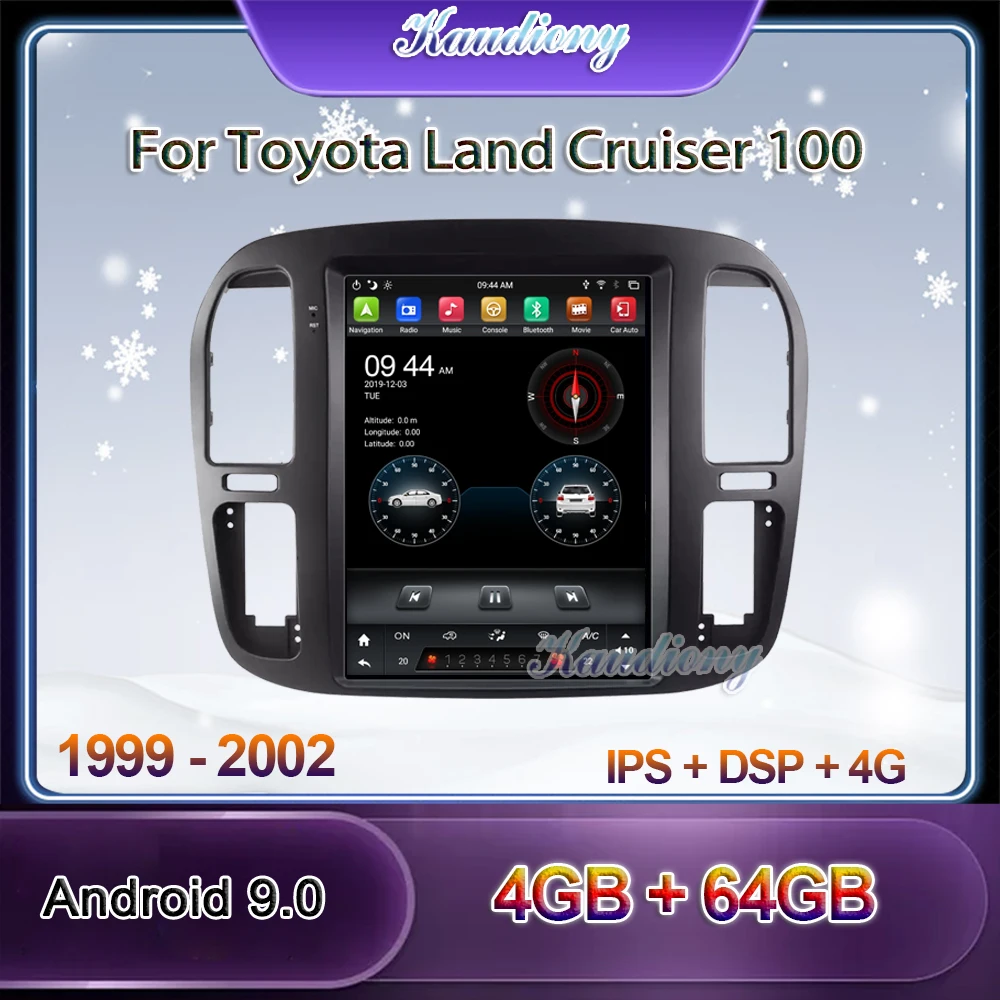 Автомобильная магнитола Kaudiony диагональ 12 1 дюйма в стиле Tesla Android 9 для Toyota Land Cruiser