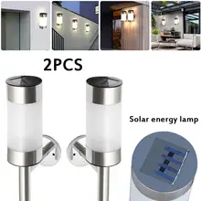 2 шт. Открытый водонепроницаемый светодиодный настенный светильник на солнечной батарее из нержавеющей стали солнечные Настенные светильники для улицы двор виллы коридоры сад