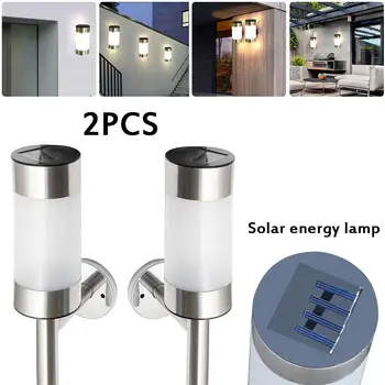 

2PCS Outdoor Waterproof LED Solar Wall Lamp Stainless Steel Solar Wall Lights for Outdoors Villa Courtyard Corridors Garden