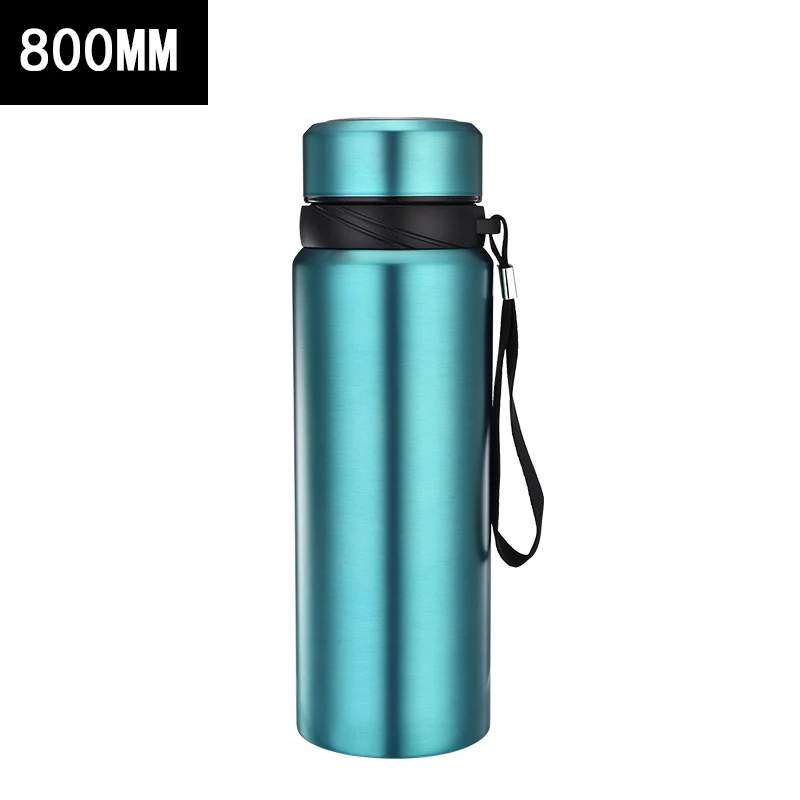 Blue-800ml Vertvie 600/800/110 мл, термобутылки из нержавеющей стали, вакуумная теплоизолированная колба с ремешком, спортивные бутылки для улицы, переносной - Цвет: Blue-800ml