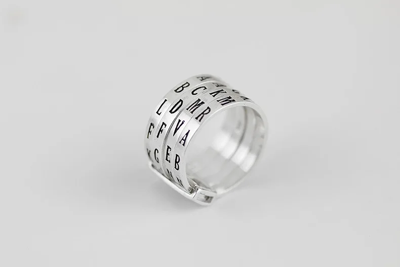 INATURE Горячая 925 пробы серебряные ювелирные изделия популярные слова, буквы кольца для мужчин и женщин