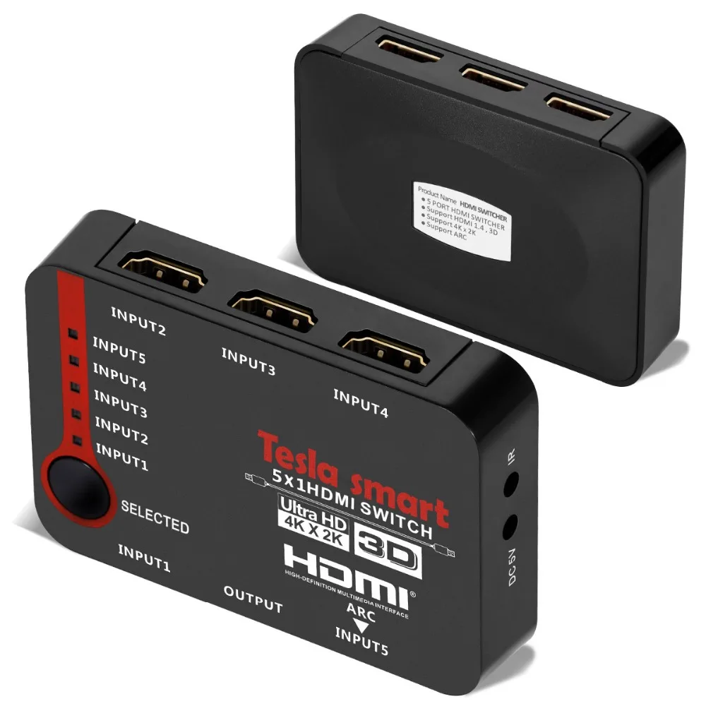 HDMI коммутатор 5 в 1 из TESmart Интеллектуальный 5 портов HDMI коммутатор 5x1 сплиттер Переключатель HDMI Full HD1080P 3D с ИК-пультом дистанционного управления