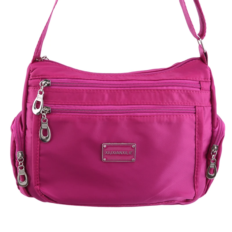 Большая вместительная женская сумка-тоут с несколькими карманами, водонепроницаемая сумка через плечо, Женская Мужская сумка-мессенджер - Цвет: Rose Red