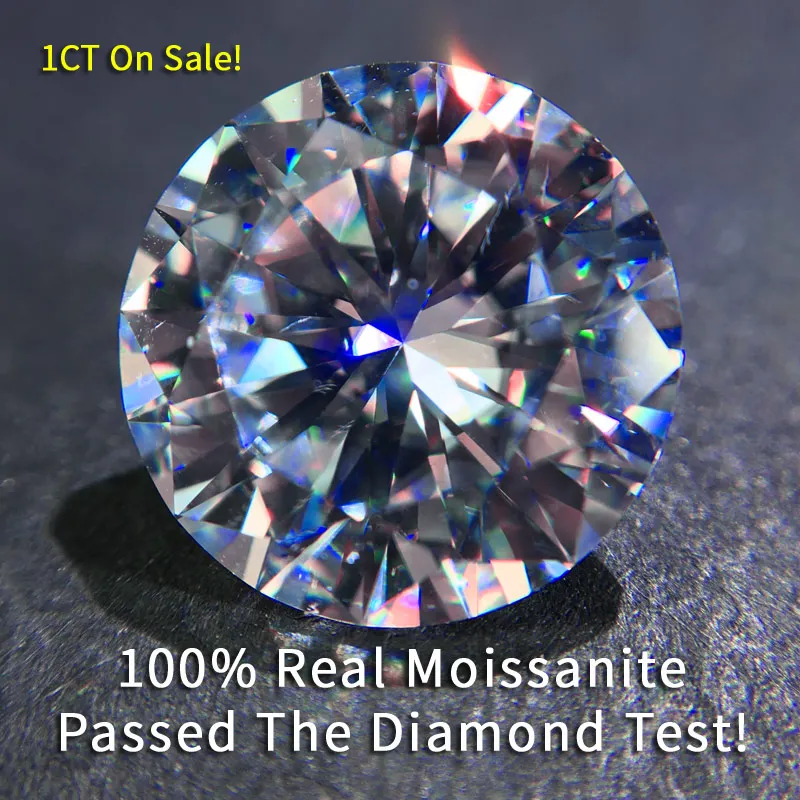 Diamant Moissanite 1 Carat - Bleu Clair - Taille Ronde 6.5mm - Certificat GRA - Neuf Avec étiquettes
