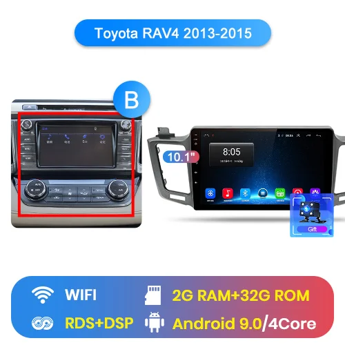 Junsun Штатное Головное устройство Toyota RAV4 2012 2013- GPS Android 8.1 aвтомагнитола магнитола 2 din автомагнитолы Андроид для Тойота рав4 рав 4 штатная магнитола автомобильная мультимедиа 2 дин навигатором - Цвет: WIFI (2GB 32GB) B