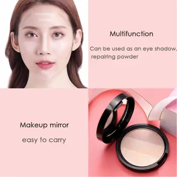 

3-color Shimmer Pressed Powder Highlighter Long-lasting Waterproof Smudge-proof Brighten Makeup Powder Palette