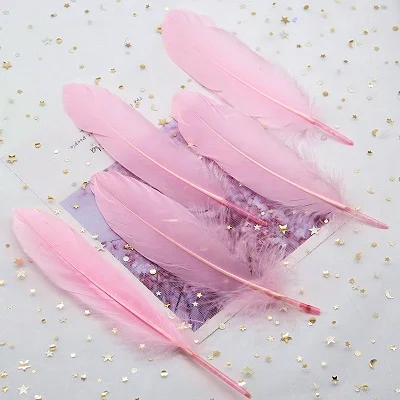 Pink 50pcs Пуховые перья многоцветный Шлейф 14-20 см перо отделка для рукоделия свадебное платье Вечерние DIY украшения аксессуары 50 шт - Цвет: Pink 50pcs