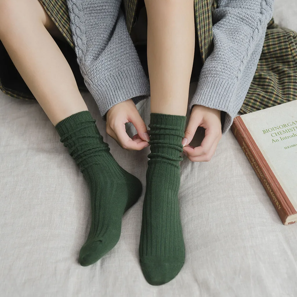 5 пар детских носков Для женщин средней длинны, без пятки, носки из хлопка однотонноные женские теплые мягкие носки шерстяные носки Для женщин Лот носки женские# G6
