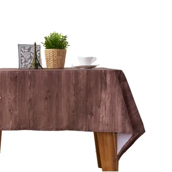 

SunnyRain 1-Piece Waterproof Tablecloth For Dinner Retro Wood Grain Table Cloth Table Cover For Tea Table