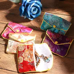 2022 New Chinese Small Travel Jewelry Gift Storage Brocade Handmade Silk Zipper Jewelry Organizer Coin Purse