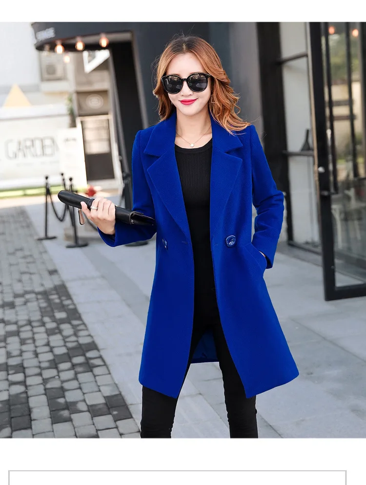 Зимнее пальто для женщин, корейское шерстяное пальто для женщин, женские зимние синие красные пальто, куртка, женская верхняя одежда, Женская Осенняя зимняя одежда