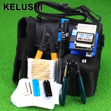 KELUSHI 13 PCS Pratico FTTH Fibra Ottica Tool Kit con FC-6S In Fibra di Mannaia e 5Mw Visual Fault Locator Fibra ottica Stripper