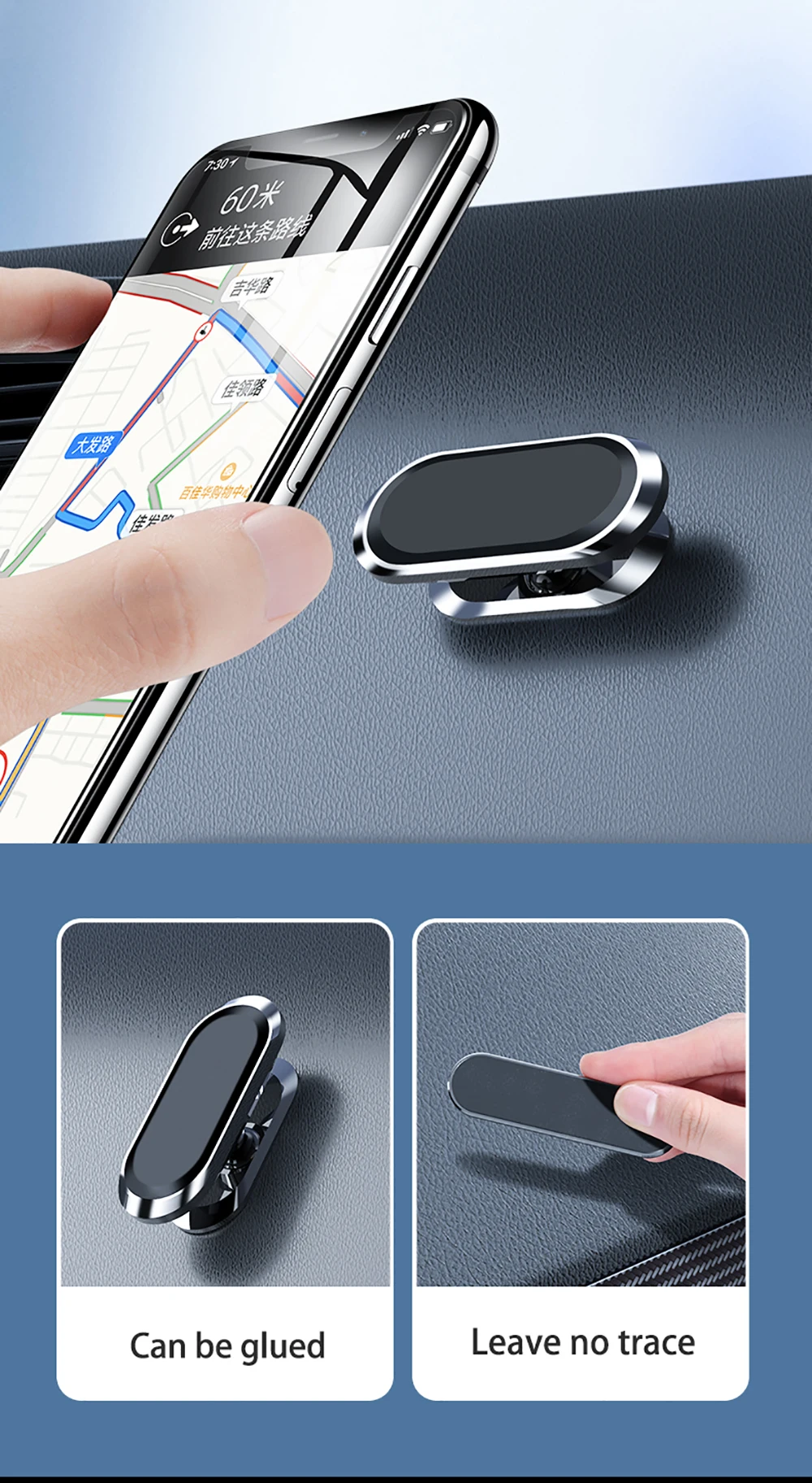 Metal Magnetic Phone Holder 360 Rotating Car Phone Holder Stand Zinc Alloy Magnet Car Support for iPhone Xiaomi all mobile phone cell phone stand holder