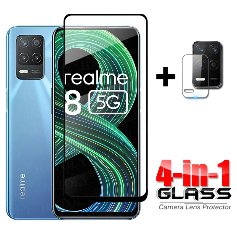 

Glass on Realme 8 5G Full Cover Tempered Glass For Oppo Realme 8 5G Screen Protector Camera Protective Glass For Realme 8 5G