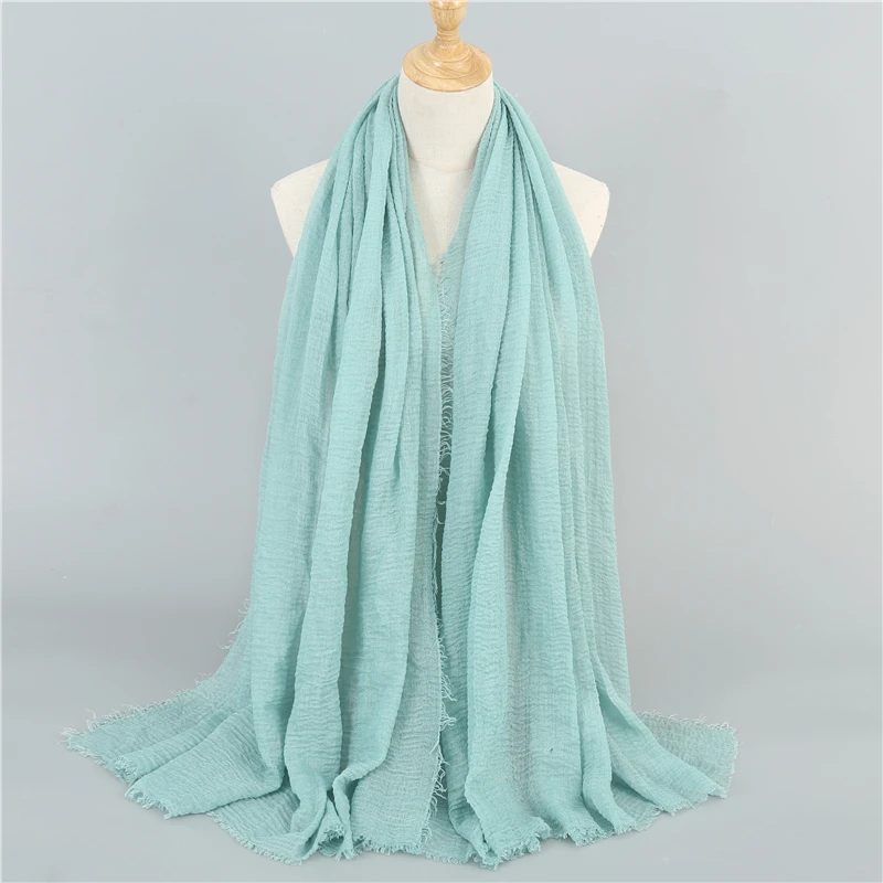 Женский шарф из муслина Foulard мягкий хлопковый однотонный теплая шаль для зимы и