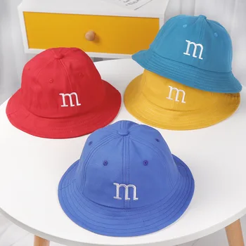 

Baby hat Autumn exquisite baby fisherman hat letter m bad laugh denim basin caps before and after wearing kids photography props