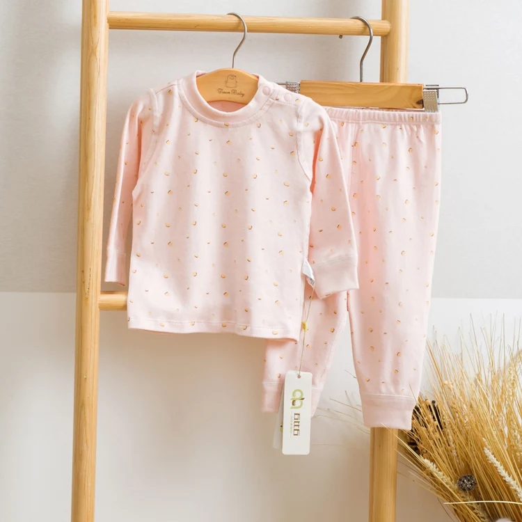 

Cotton Long Sleeve Infant Baby Bodysuit Set Sleep Suits Baby Pajama Set with Shoulder Buttons Solid Ribbed Sunsuit Clothing Set