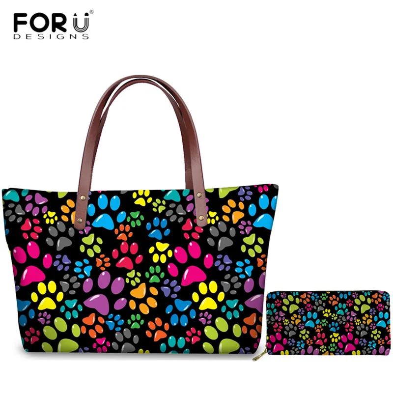FORUDESIGNS Радуга лапы узор 2 шт./компл. Сумки мультфильм кожаных кошельков для Для женщин Брендовая Дизайнерская обувь сумка на плечо, женская сумочка Main Femme - Цвет: HMA556AL-Z21