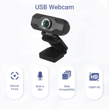 

Web Camera 1080P Web Cam USB Webcam 1080p HD 30fps Desktop Clip-On PC Laptop Camera with Noise Canceling Microphone High Quality