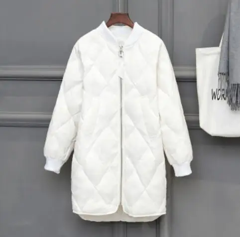 Fitaylor новые зимние длинные женские куртки ультра легкое белое пуховое пальто оверсайз белая куртка-пуховик тонкие осенние парки - Цвет: Белый