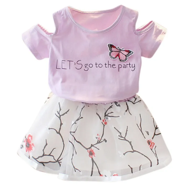 2 шт./компл. комплект повседневной одежды для девочек хлопковая футболка с