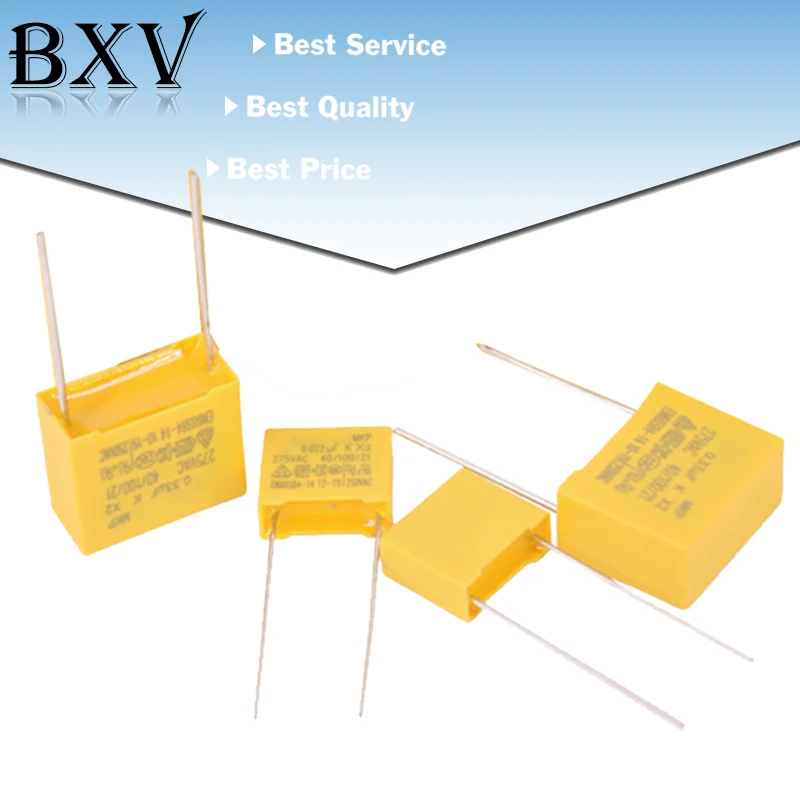 Polypropylene film capacitor 10PCS 275VAC Capacitor X2 Series 0.01UF ~ 2.2UF Polypropylene Film Capacitor New 10nf 100nf 150nf 200nf 680nf 470nf 1UF
