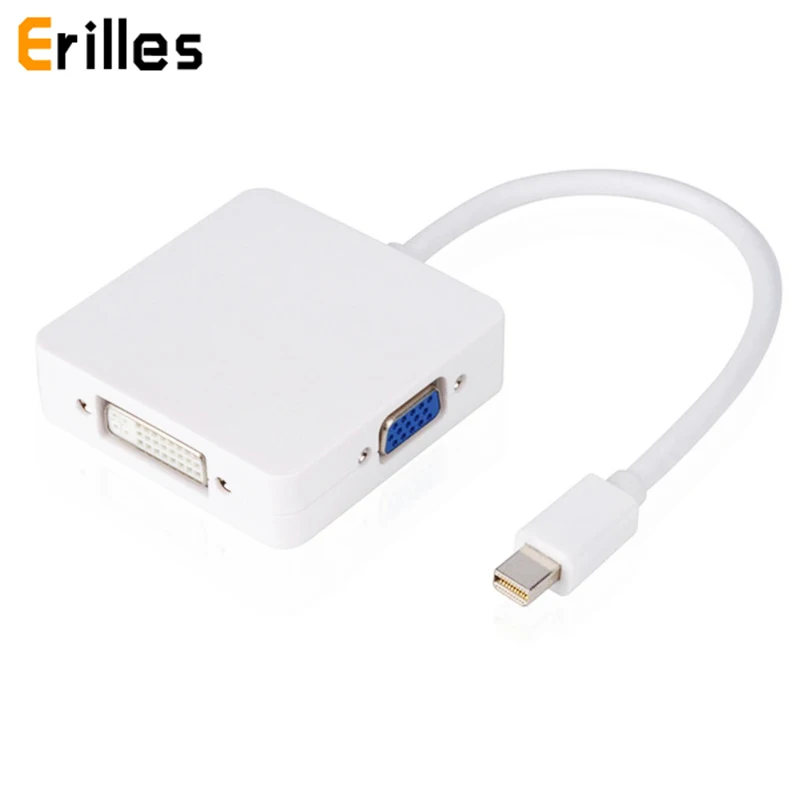 Мини DP к HDMI DVI VGA 3 в 1 конвертер концентратор 1080P видео Дисплей Порт Thunderbolt кабель