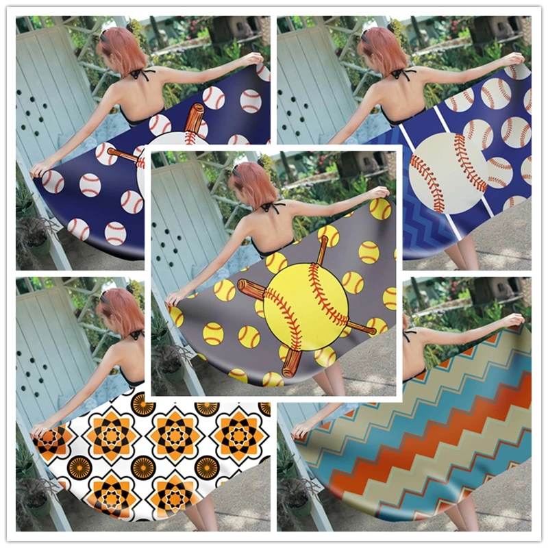 

Baseball Style Sports Towel Superfine Polyester Fabric Summer Beach Towel Swimming Pool Shawl Towel