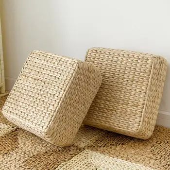 

Pucao Rattan Rectangular Seat Cushion Simple Style Tatami Back Cushion Comfortable And Durable Hand-woven Mat Easy To Clean