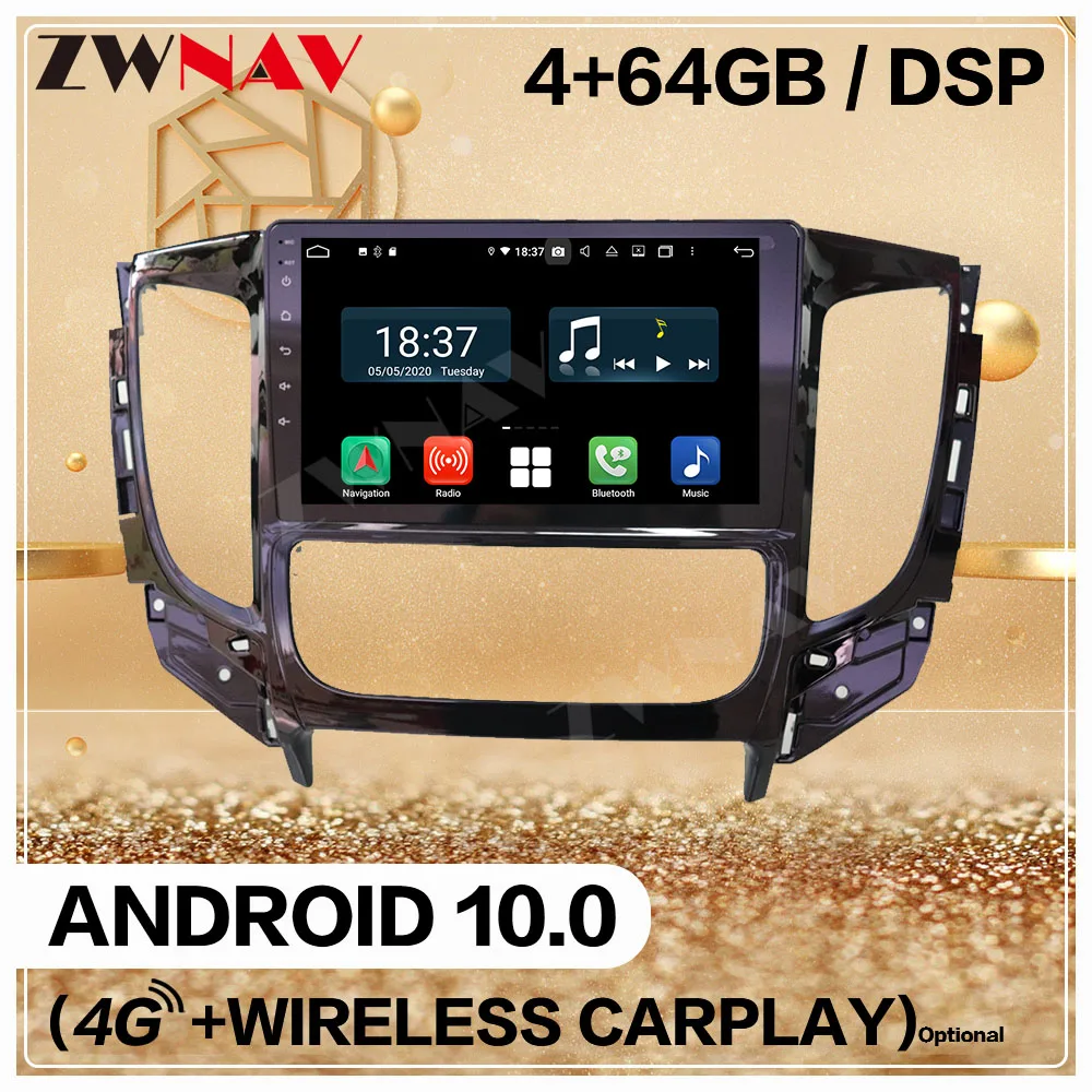 Автомобильный мультимедийный плеер Carplay 4 + 128G 2 Din для Mitsubishi Pajero 2016 2017 2018 Android 10