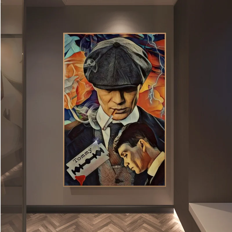 Portrait of Tommy Shelby in Peaky Blinders Abstract Art Printed on Canvas