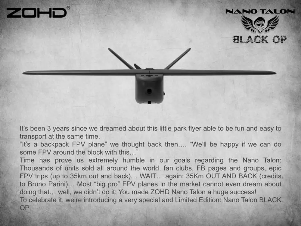 ZOHD Talon Black OP 860 мм размах крыльев AIO v-хвост EPP FPV крыло модель самолёта на радиоуправлении игрушки на открытом воздухе PNP w/FPV готовое ограниченное издание
