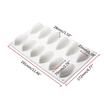 

New 3D 12 Cavity Quenelle Shaped Silicone Chocolate Mold Mousse Cake Decorating Baking Tools Dessert Candy Pastry Oven Baking Mo