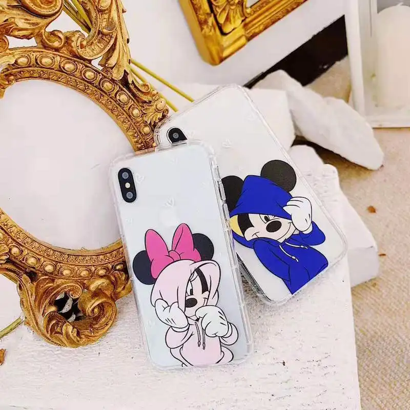 

Cartoon trend Mickey Mini mobile phone case for iPhone7 6 8plus pink love couple mobile case for iPhoneX XS MAX phone case coque