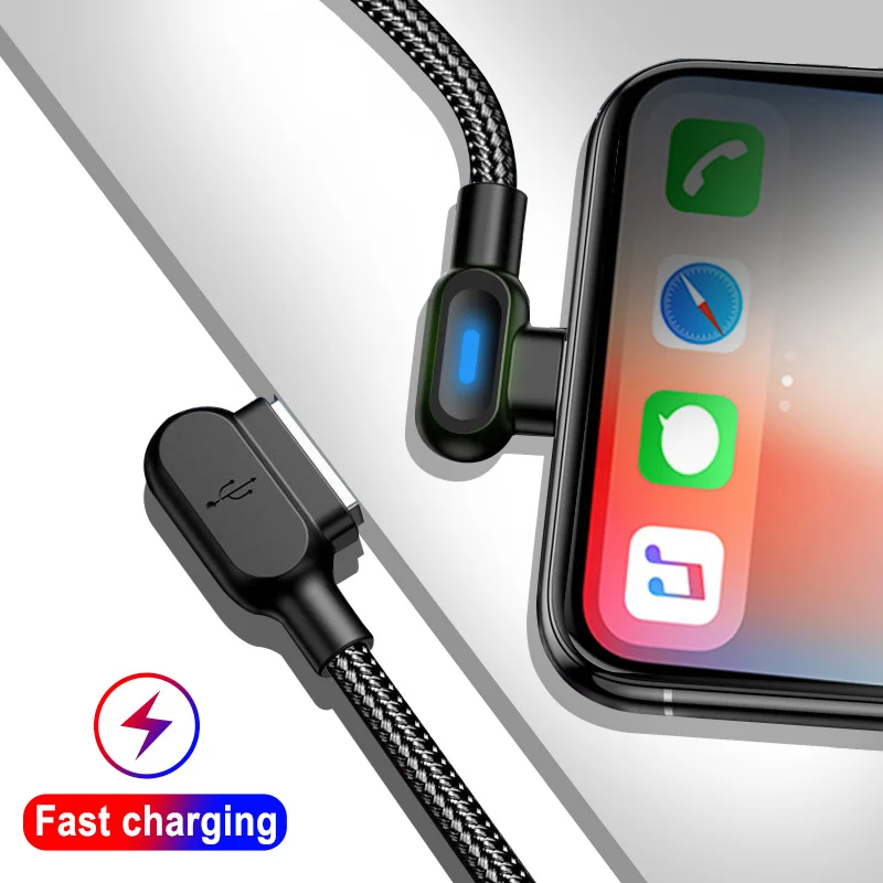 best iphone charger cable 90 Degree 0.25m USB Fast Charging LED Mobile Phone Charger Cord for iphone mini 11 Pro Max  Samsung Xiaomi USB Wire Cord Cable mobile phone cables