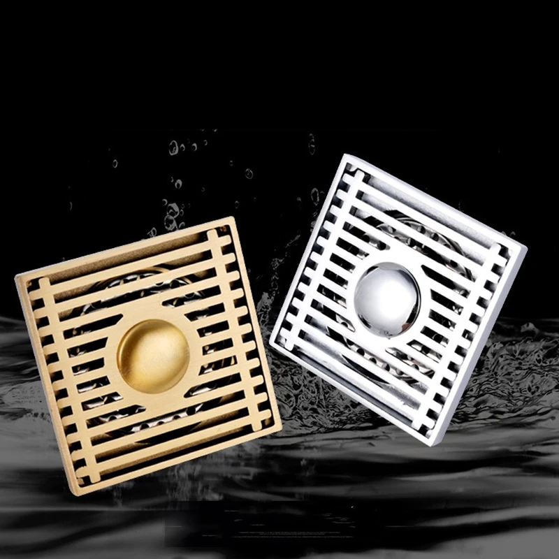 Floor Drain Chrome Brass Shower Drains Bathroom Accessory Square Cover