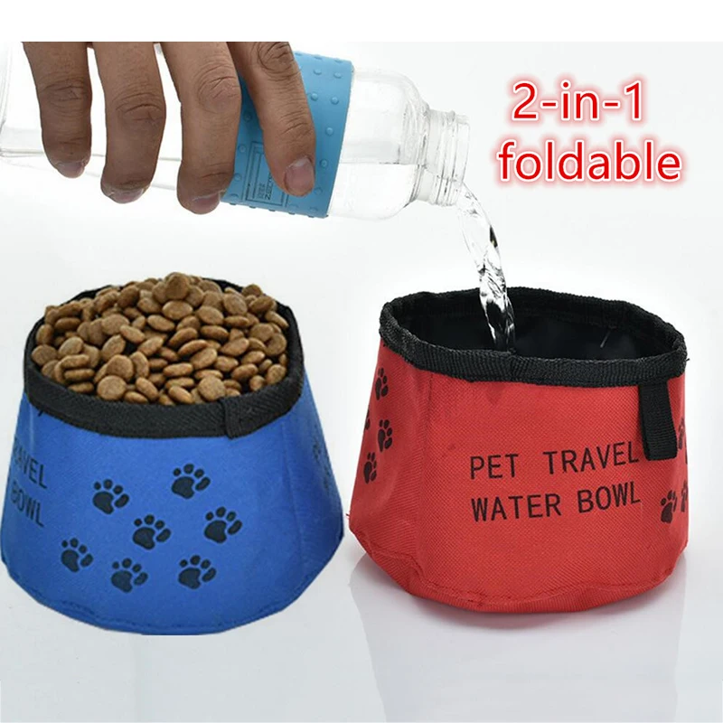 

2 In 1 Pet Travel Portable Foldable Outside Waterproof Feeding Drinking Bowl Travel Dog Bowl Wholesale Dog Drinking Water Bowl