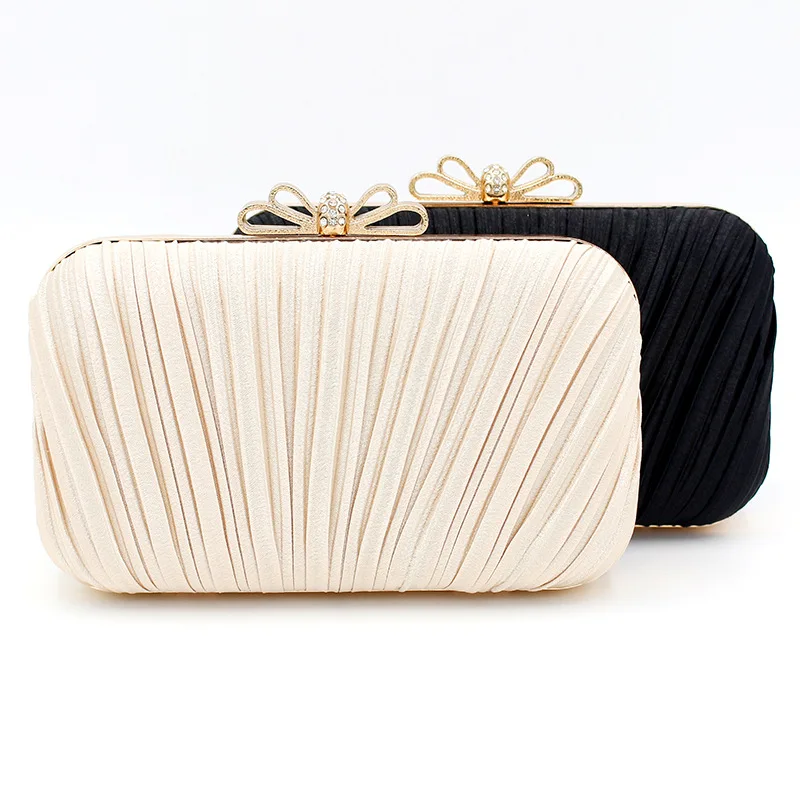 

New Style Handmade Pleated Evening Bag Carrying ming yuan bao Pleated Shoulder Banquet Evening Dress Square Bag