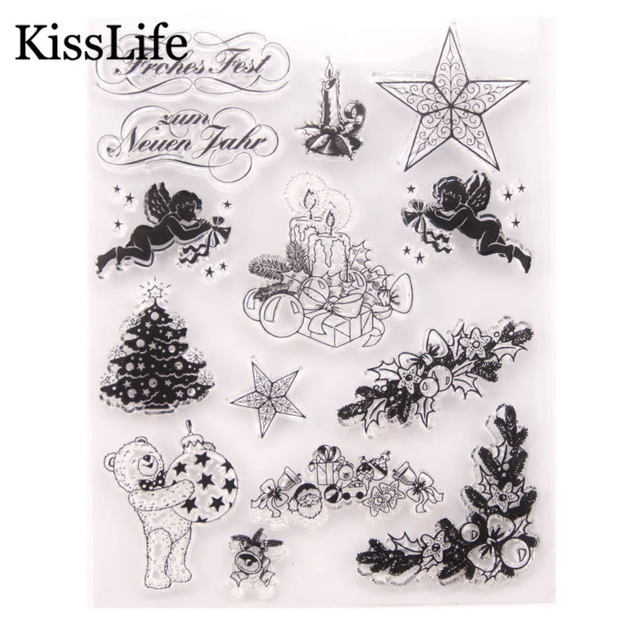 2019 1 Sheet Flower Leaves Star Gift Box Bear Rubber Stamps For Scrapbooking Card Making Christmas Clear Stamps Stamps Aliexpress
