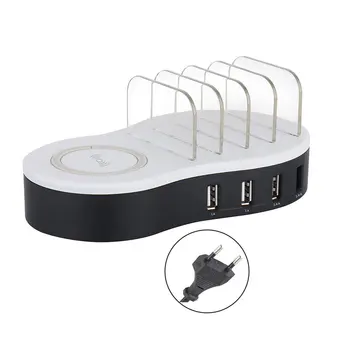 

Smart Four Port USB + Wireless Charging Station User Guide Compatible for Ipad And Android Cell Phone And Tablet E