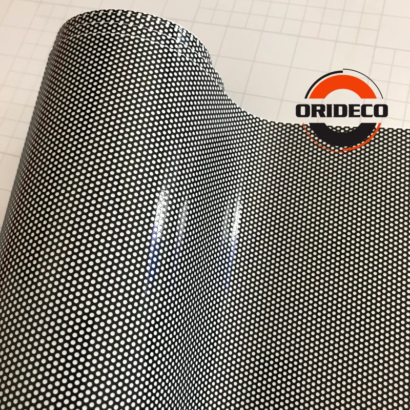 

Высококачественная перфорированная односторонняя пленка с обеих сторон, черный винил, бесплатная доставка в Великобританию 1,06x50 м/рулон