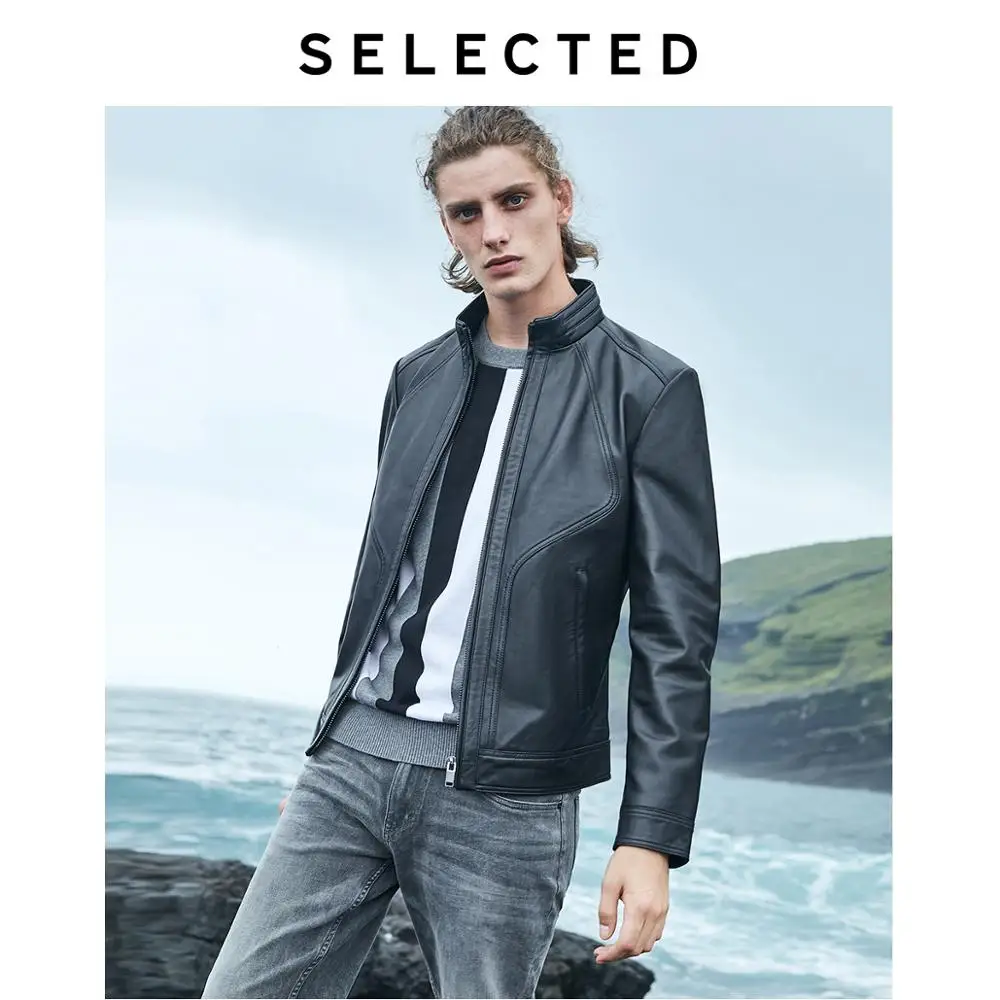 

New Men's Leather SELECTED Jacket Clothes Goatskin Business Casual Stand Collar Genuine Leather Coat S | 418310515