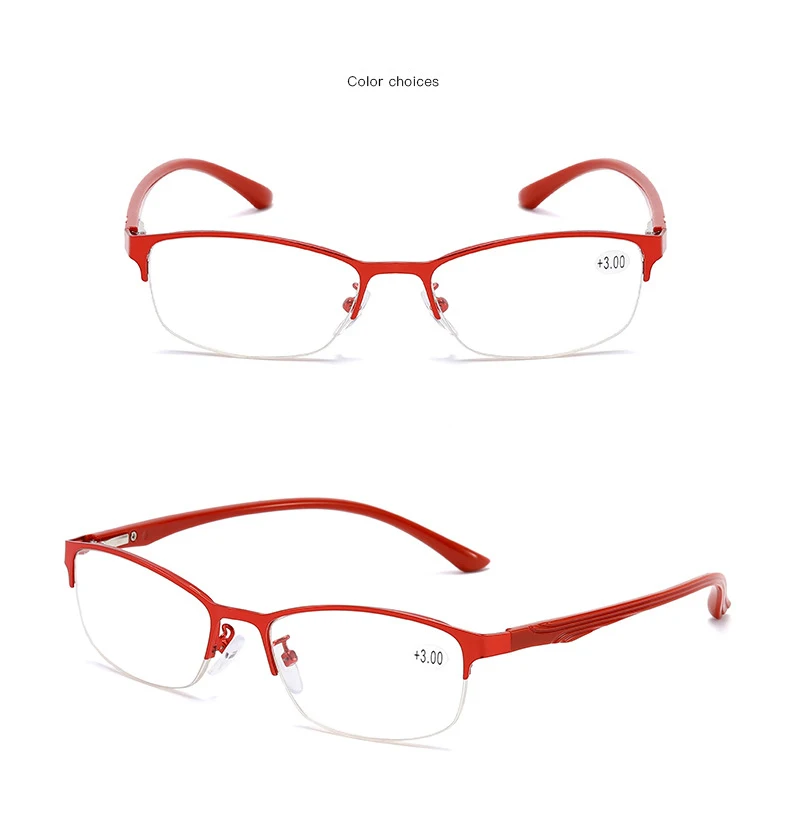 VCKA TR90 очки для чтения, женские ретро очки с полуоправой, очки для дальнозоркости, Анти-усталость, прозрачные линзы, очки для дальнозоркости+ 1,0 до+ 4,0 - Цвет оправы: 2