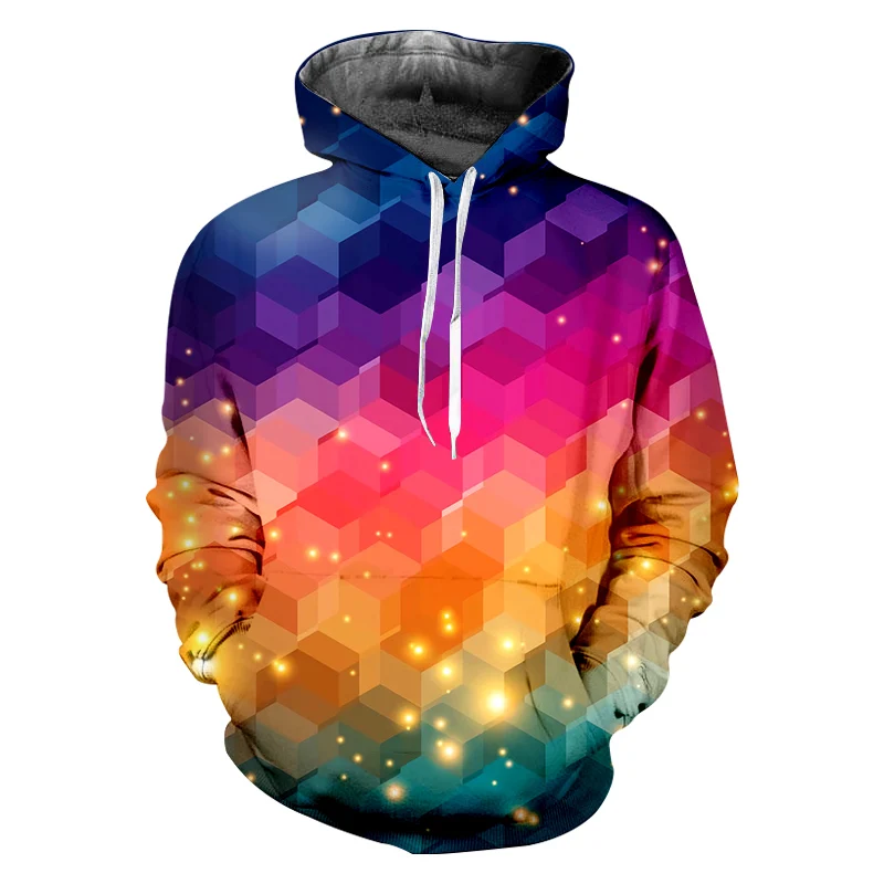 Colorful Squares CJLM цифровая печать Сублимация 3D полная печать красочные квадраты Толстовка Мужская Хип-Хоп Уличная одежда Прямая поставка - Цвет: Colorful Squares