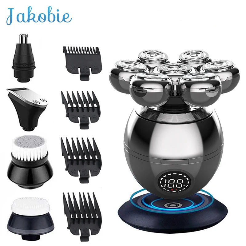 7D Floating Cutter Head Base Charging Portable Electric Shaver Men Beard Trimmer Clipper Skull Shaver Waterproof Shaving Machine